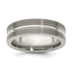 Edward Mirell Titanium Brushed/Polished Textured Lines 7mm Band