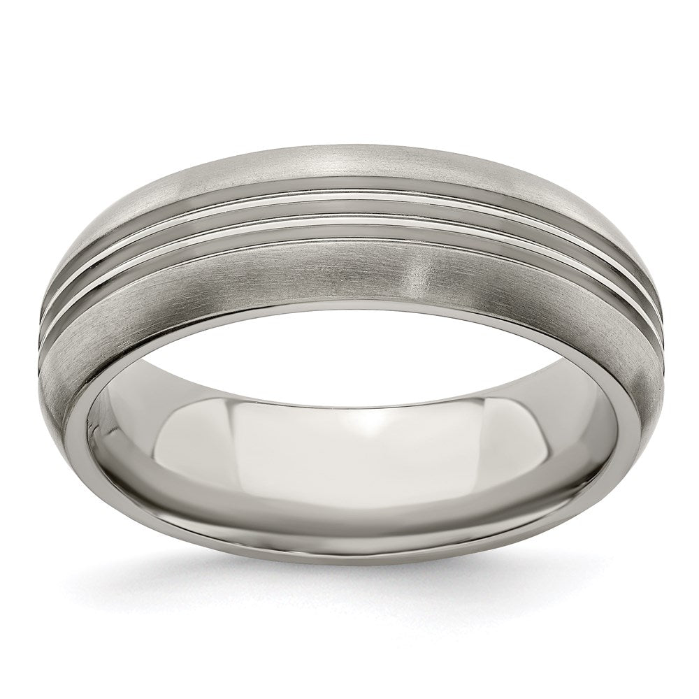 Edward Mirell Titanium Polished Triple Grooved 7mm Band