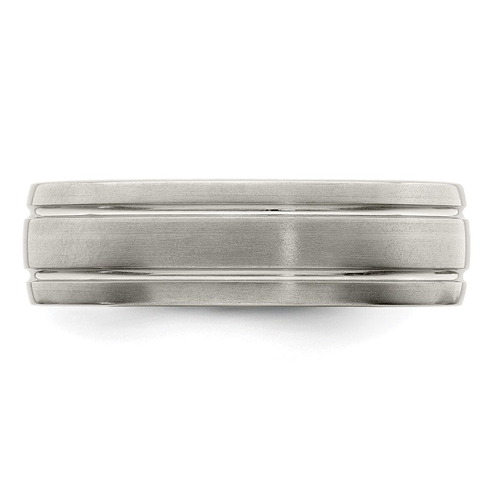 Edward Mirell Titanium Brushed/Polished Grooved 7mm Band