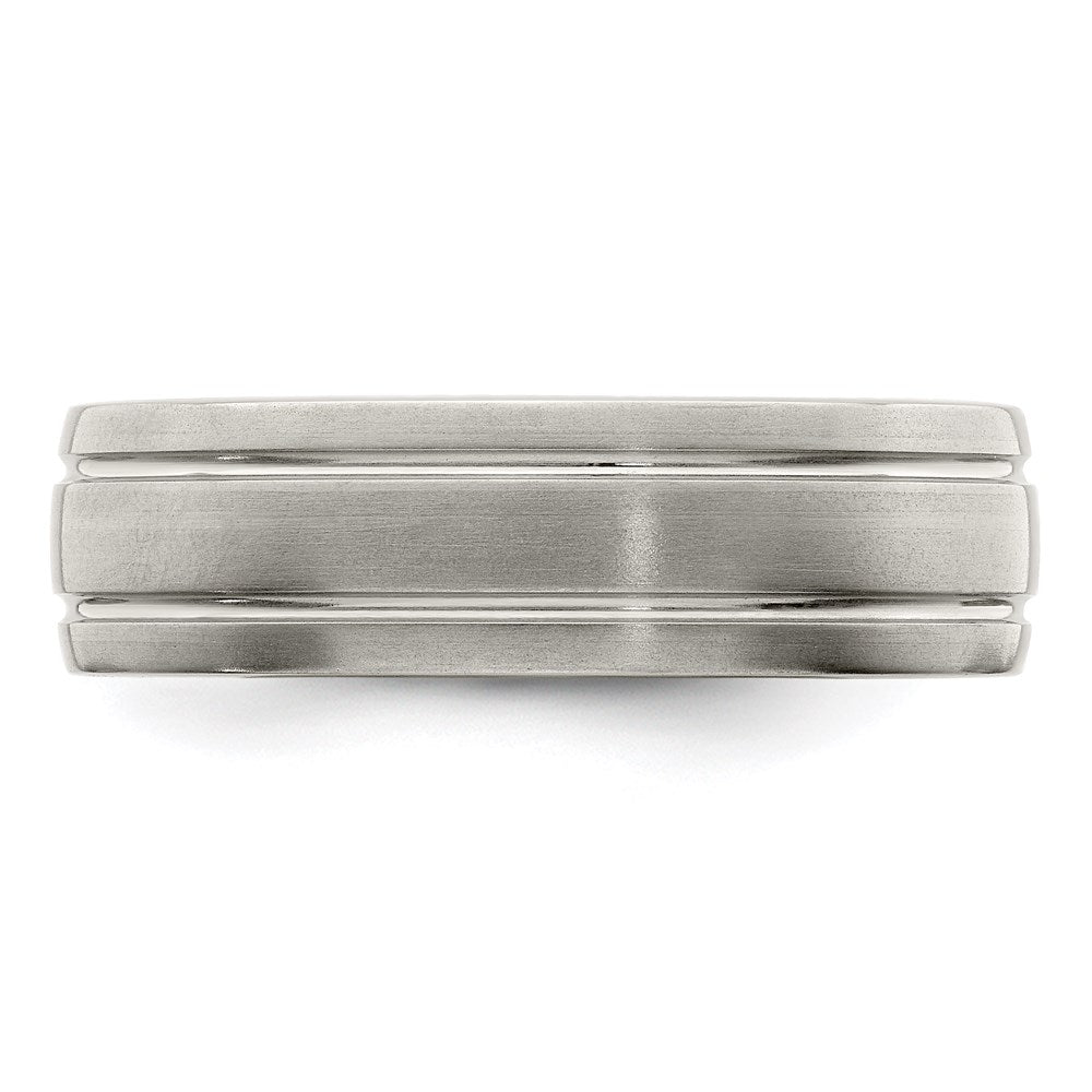 Edward Mirell Titanium Brushed/Polished Grooved 7mm Band
