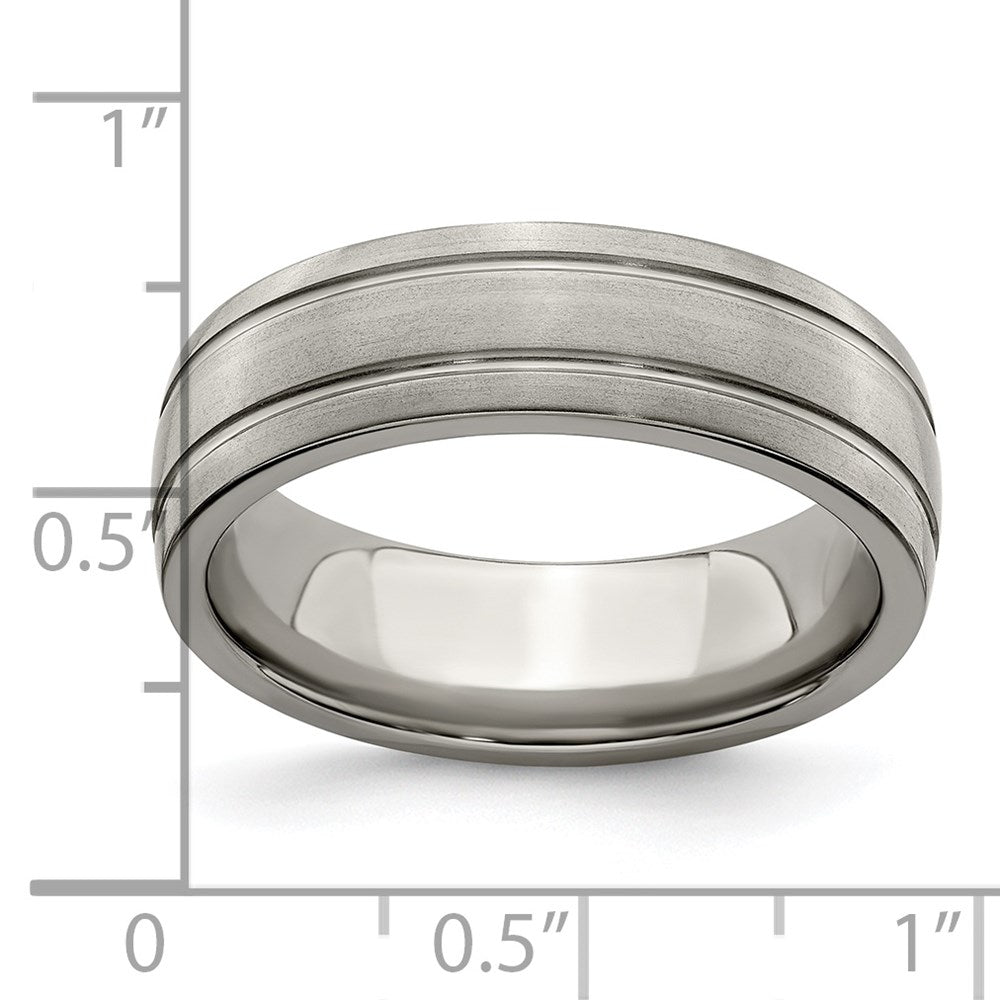 Edward Mirell Titanium Brushed/Polished Grooved 7mm Band