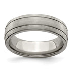 Edward Mirell Titanium Brushed/Polished Grooved 7mm Band