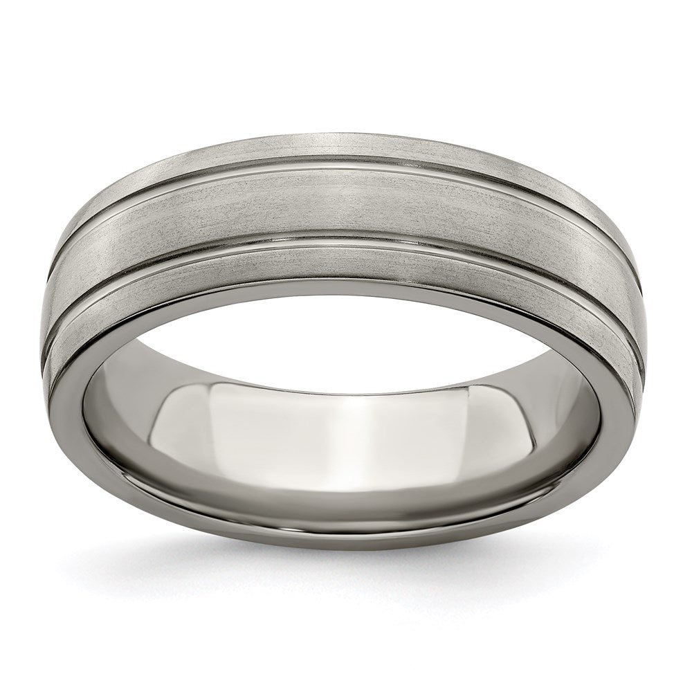 Edward Mirell Titanium Brushed/Polished Grooved 7mm Band