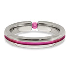 Edward Mirell Titanium Pink Sapphire & Anodized Grooved 4mm Band