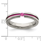Edward Mirell Titanium Pink Sapphire & Anodized Grooved 4mm Band