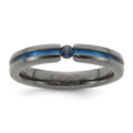 Edward Mirell Black Ti Blue Sapphire and Blue Anodized Grooved 4mm Band