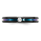 Edward Mirell Black Ti White Sapphire & Rainbow Anodized 4mm Band