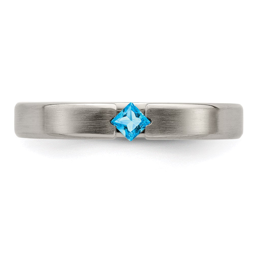 Edward Mirell Titanium Brushed Blue Topaz 4mm Band