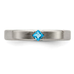 Edward Mirell Titanium Brushed Blue Topaz 4mm Band