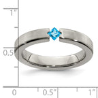 Edward Mirell Titanium Brushed Blue Topaz 4mm Band