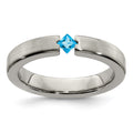 Edward Mirell Titanium Brushed Blue Topaz 4mm Band