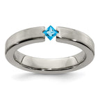 Edward Mirell Titanium Brushed Blue Topaz 4mm Band