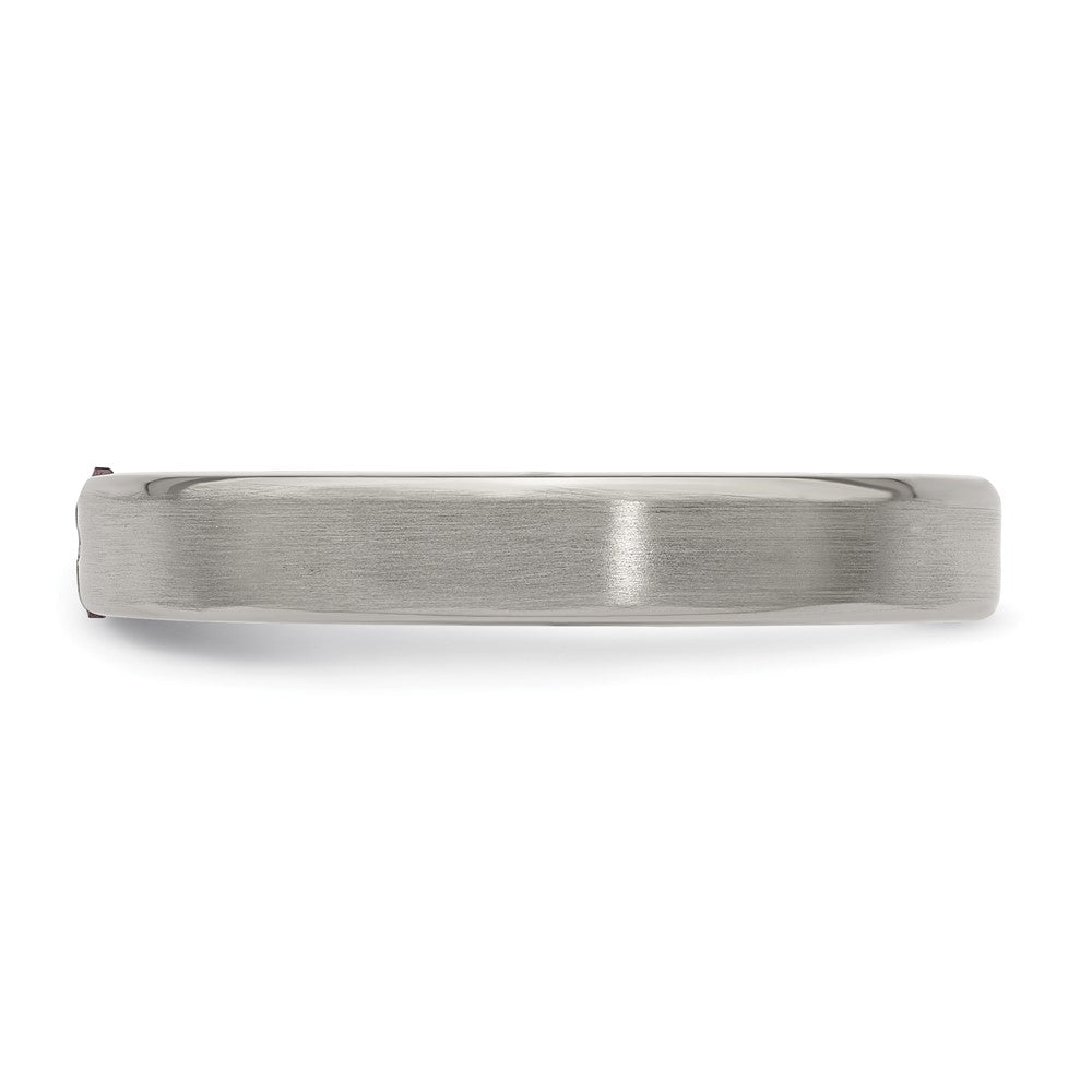 Edward Mirell Titanium Tension-set Square Rhodolite Garnet Brushed 4mm Band