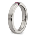 Edward Mirell Titanium Tension-set Square Rhodolite Garnet Brushed 4mm Band