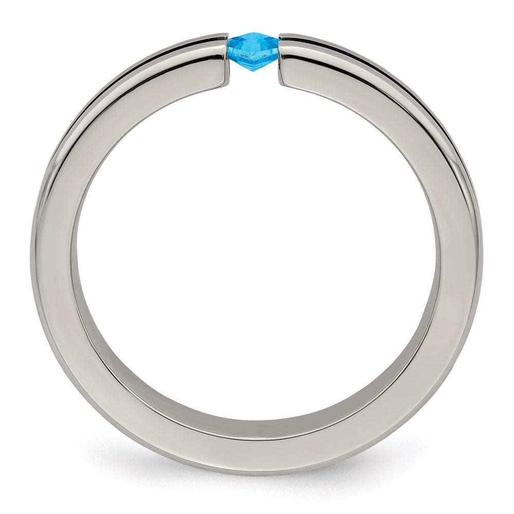 Edward Mirell Titanium Blue Topaz and Blue Anodized 4mm Band