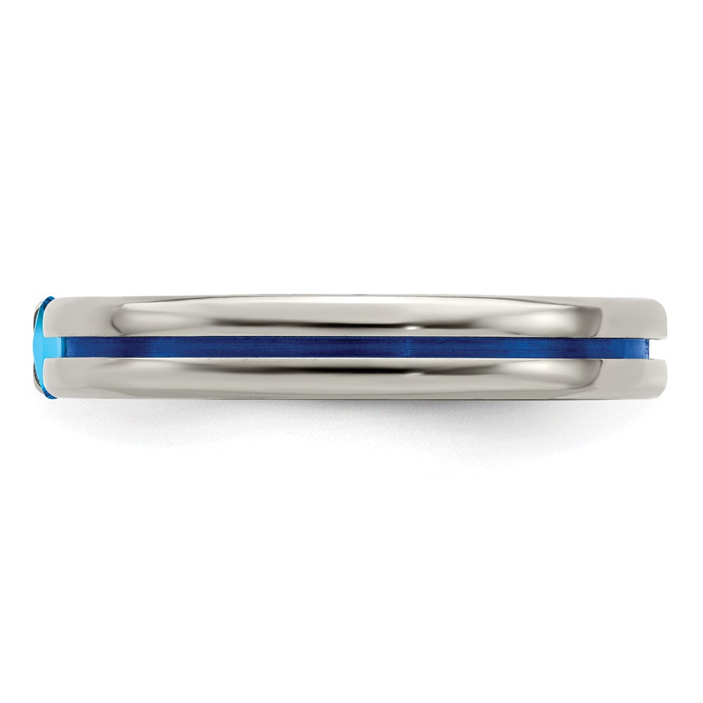 Edward Mirell Titanium Blue Topaz and Blue Anodized 4mm Band
