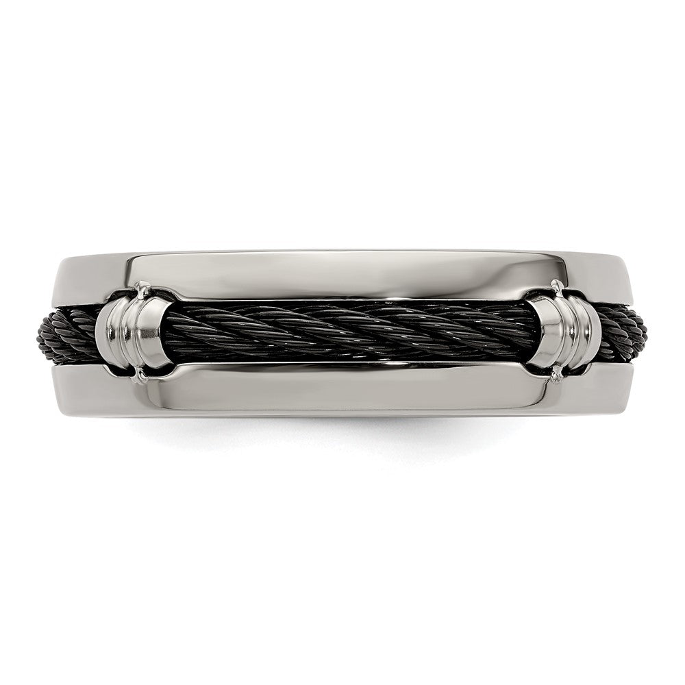 Edward Mirell Titanium & Cable Polished 7mm Band