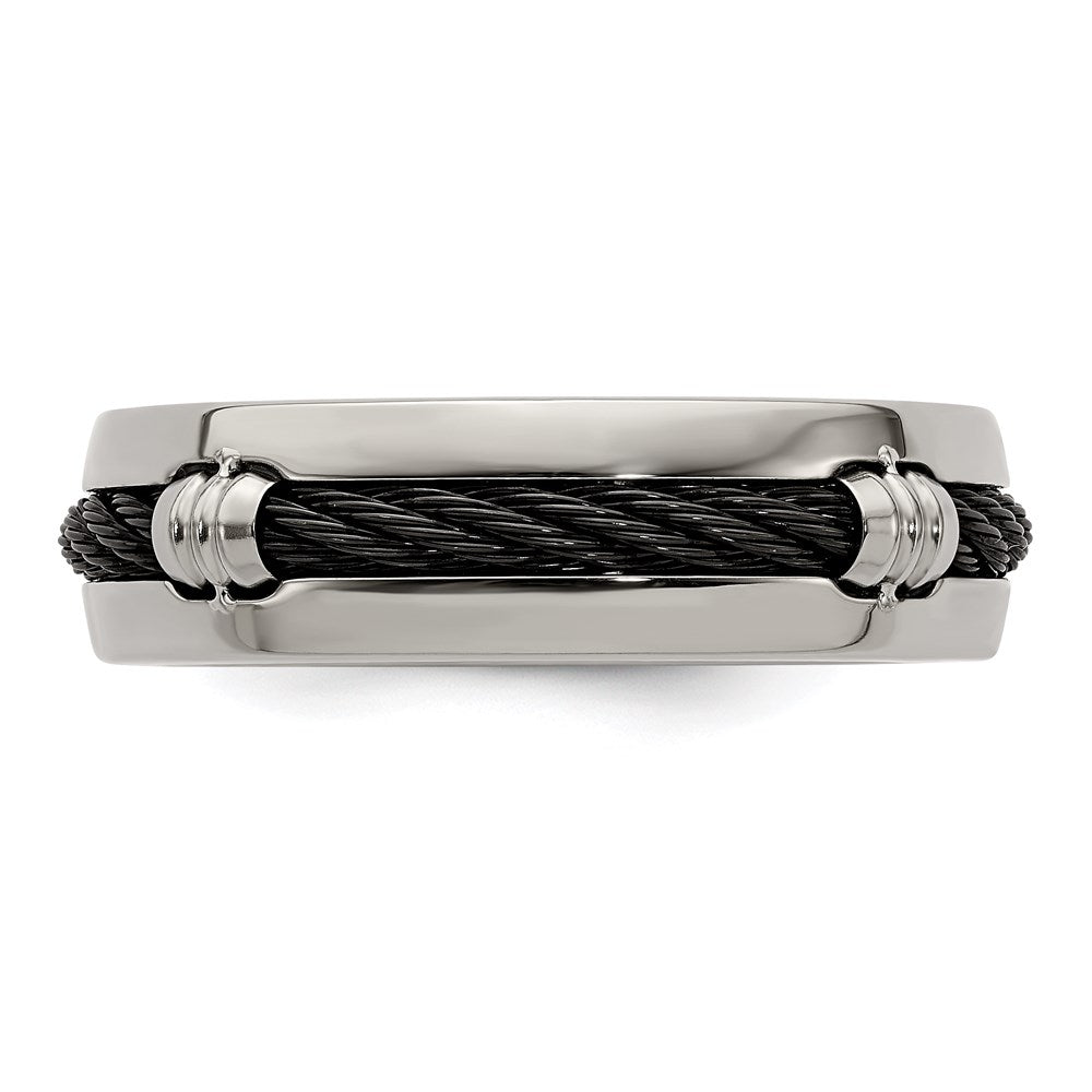 Edward Mirell Titanium & Cable Polished 7mm Band