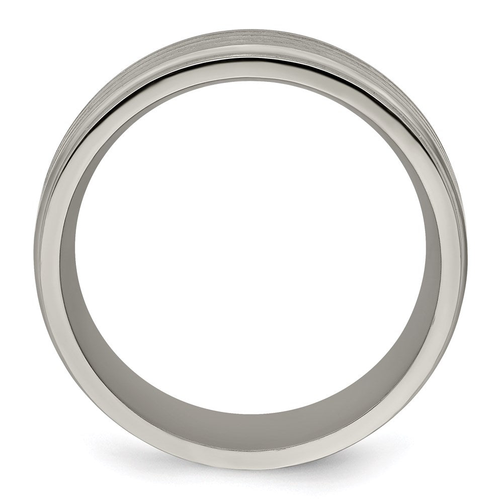 Edward Mirell Titanium w/Sterling Silver Inlay Beveled Edge 9mm Band