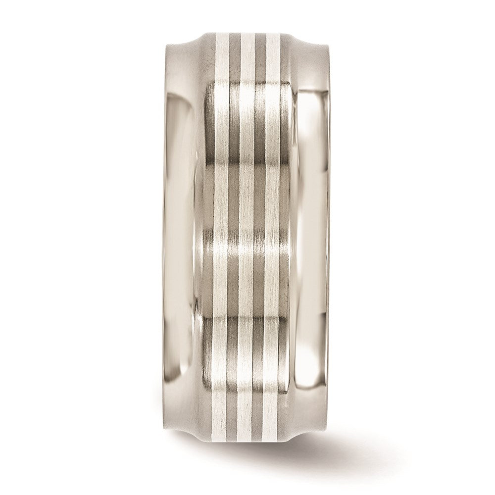 Edward Mirell Titanium w/Sterling Silver Inlay Beveled Edge 9mm Band
