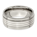 Edward Mirell Titanium w/Sterling Silver Inlay Beveled Edge 9mm Band