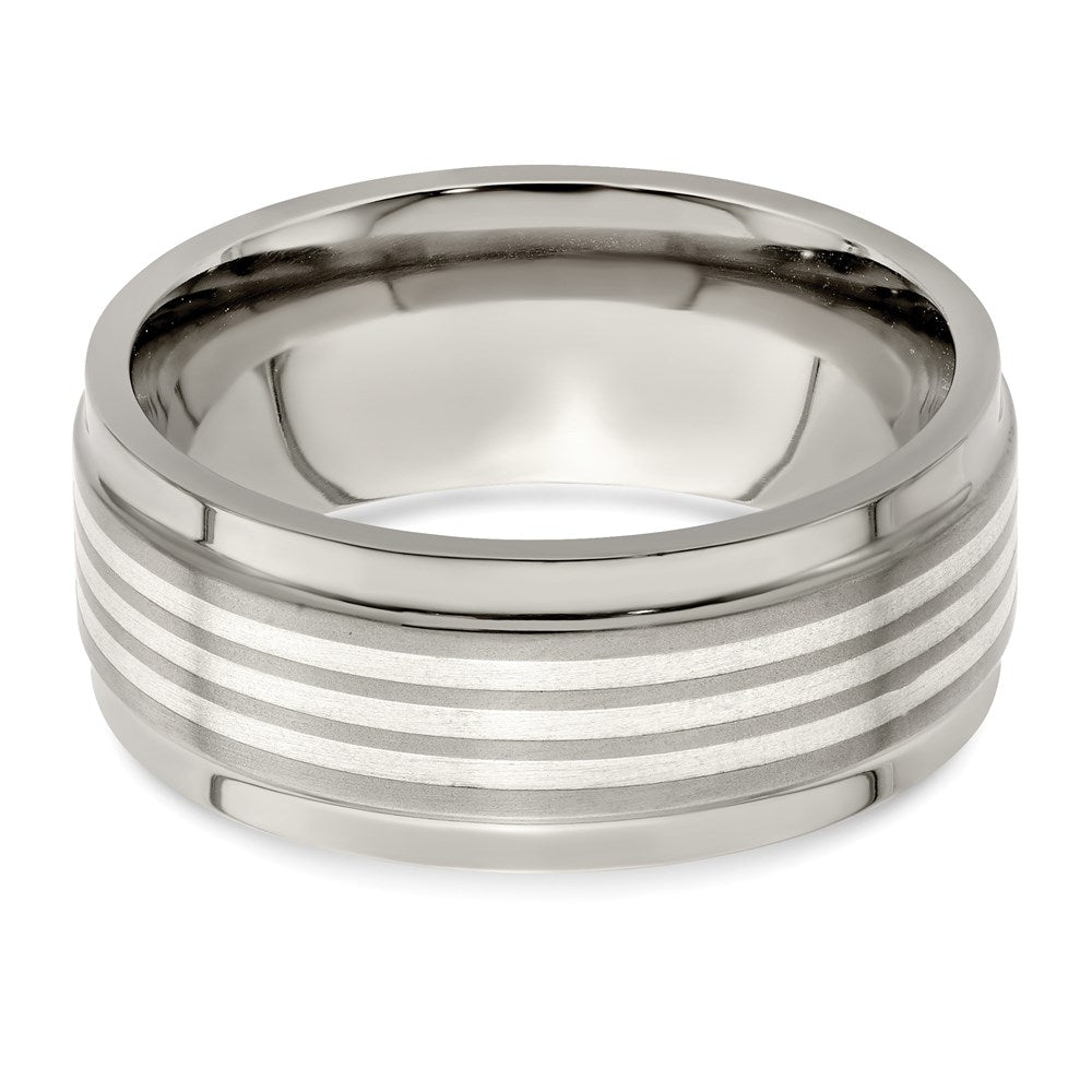 Edward Mirell Titanium w/Sterling Silver Inlay Beveled Edge 9mm Band