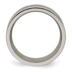 Edward Mirell Titanium with Sterling Silver Inlay Grooved 8.5mm Band