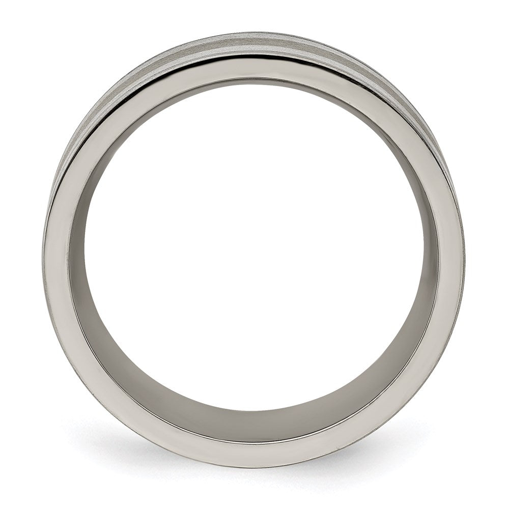 Edward Mirell Titanium with Sterling Silver Inlay Grooved 8.5mm Band