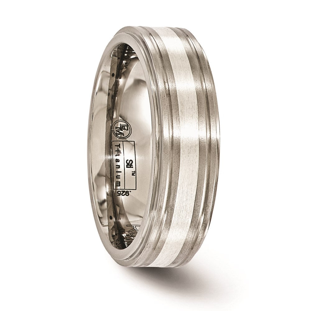 Edward Mirell Titanium Brushed&Polished w/Sterling Silver 7mm Band
