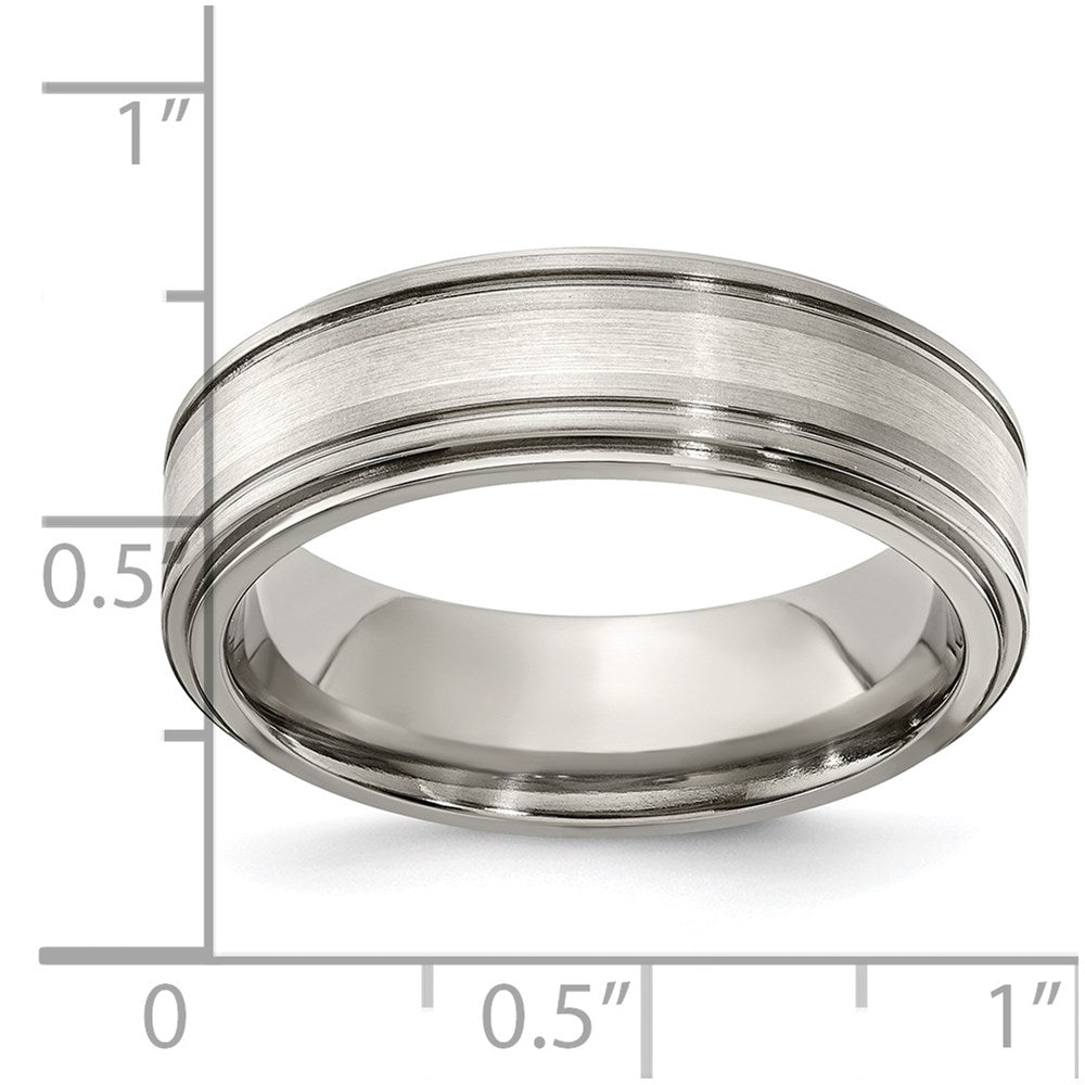 Edward Mirell Titanium Brushed&Polished w/Sterling Silver 7mm Band