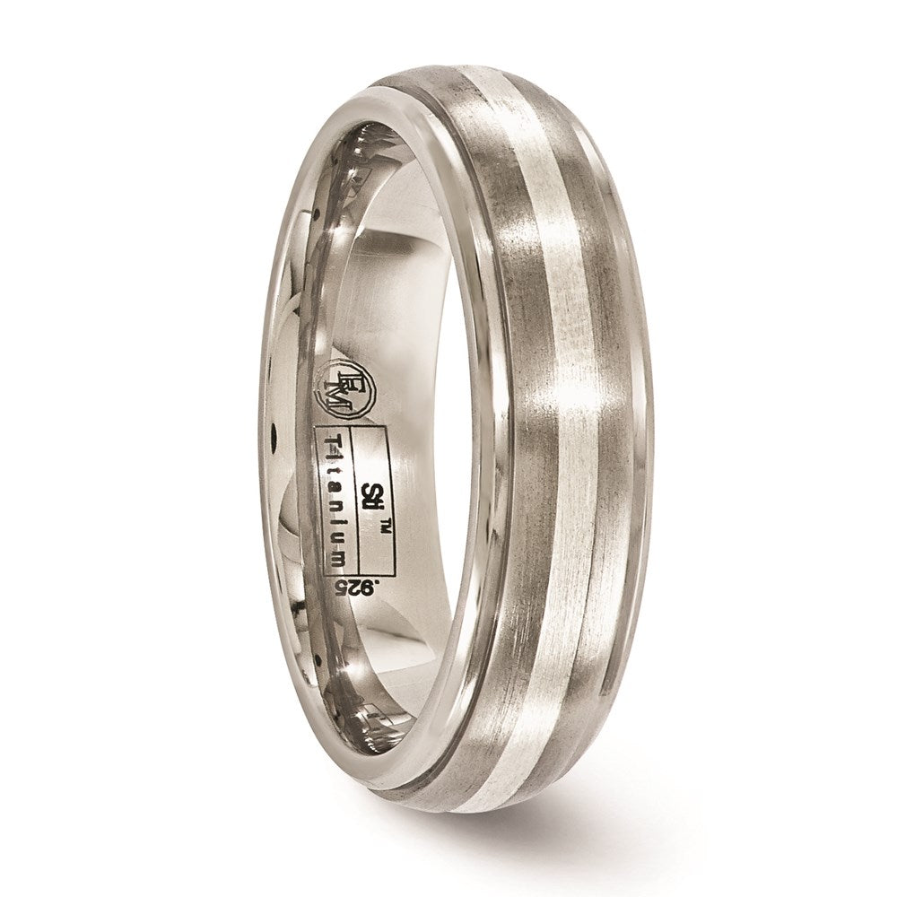 Edward Mirell Titanium Brushed&Polished w/Sterling Silver 6mm Band
