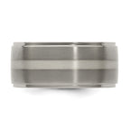Edward Mirell Titanium Brushed/Polished with Argentium Sterling Silver Inlay Flat 10mm Band