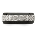 Edward Mirell Black Ti w/Sterling Silver Patterned 9mm Band