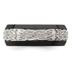 Edward Mirell Black Ti w/Sterling Silver Patterned 9mm Band