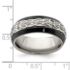 Edward Mirell Black Ti w/Sterling Silver Patterned 9mm Band