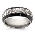 Edward Mirell Black Ti w/Sterling Silver Patterned 9mm Band