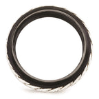 Edward Mirell Black Ti & Sterling Silver Beveled Casted 9mm Band