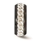 Edward Mirell Black Ti & Sterling Silver Beveled Casted 9mm Band