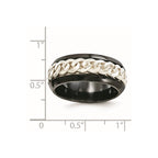 Edward Mirell Black Ti & Sterling Silver Beveled Casted 9mm Band