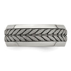 Edward Mirell Stainless Steel and Titanium Rope Design Beveled Casted 9mm Band