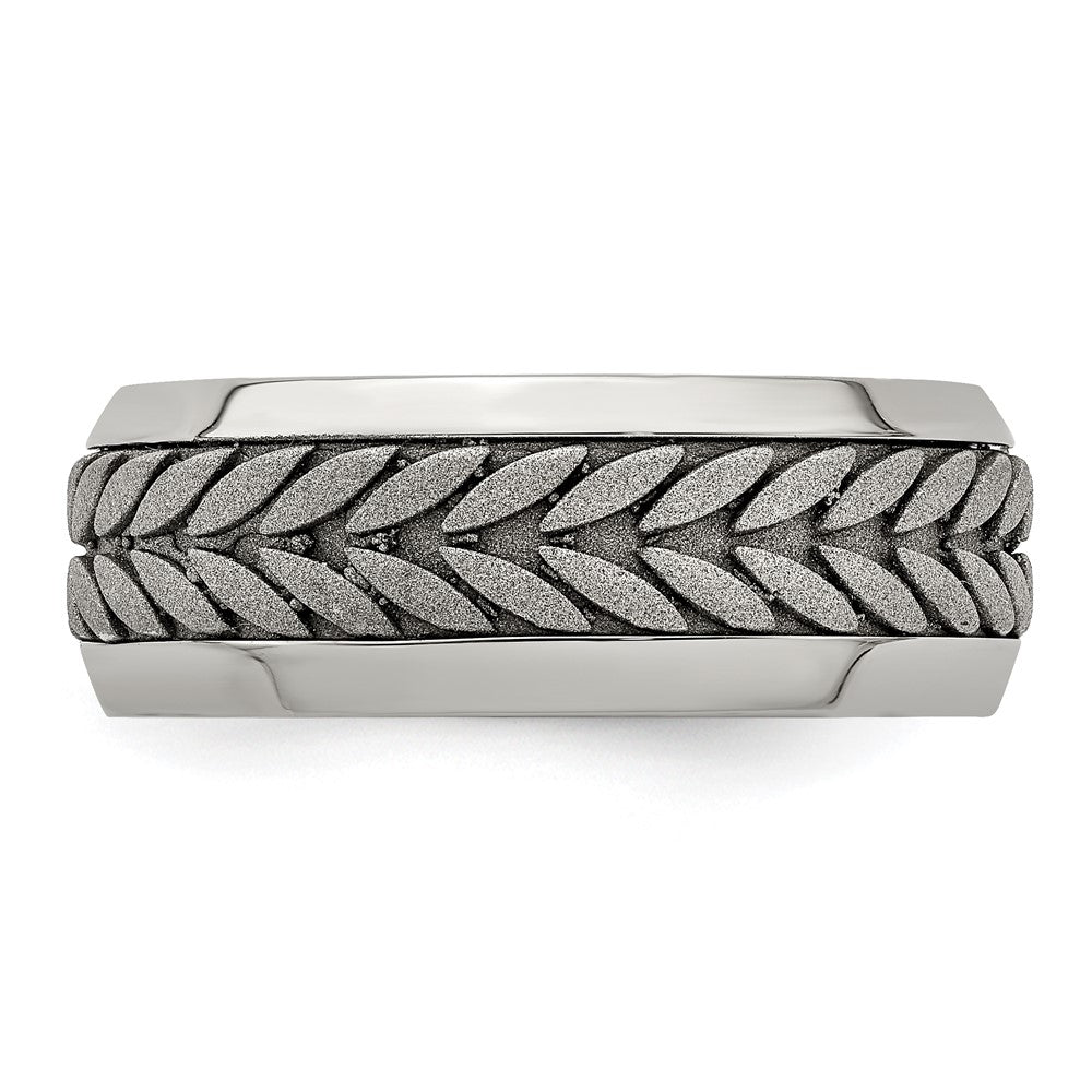Edward Mirell Stainless Steel and Titanium Rope Design Beveled Casted 9mm Band