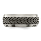 Edward Mirell Stainless Steel and Titanium Rope Design Beveled Casted 9mm Band