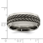 Edward Mirell Stainless Steel and Titanium Rope Design Beveled Casted 9mm Band