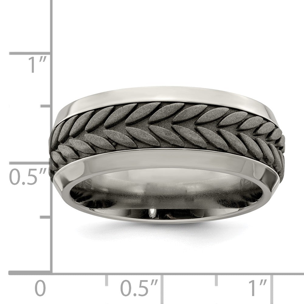 Edward Mirell Stainless Steel and Titanium Rope Design Beveled Casted 9mm Band