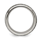 Edward Mirell Stainless Steel and Black Ti Rope Design Beveled Casted 9mm Band