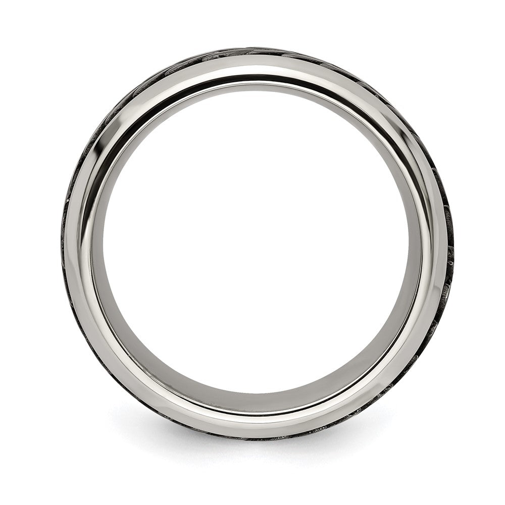 Edward Mirell Stainless Steel and Black Ti Rope Design Beveled Casted 9mm Band