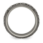 Edward Mirell Black Ti and Titanium Woven Design Beveled Casted 9mm Band