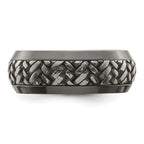 Edward Mirell Black Ti and Titanium Woven Design Beveled Casted 9mm Band