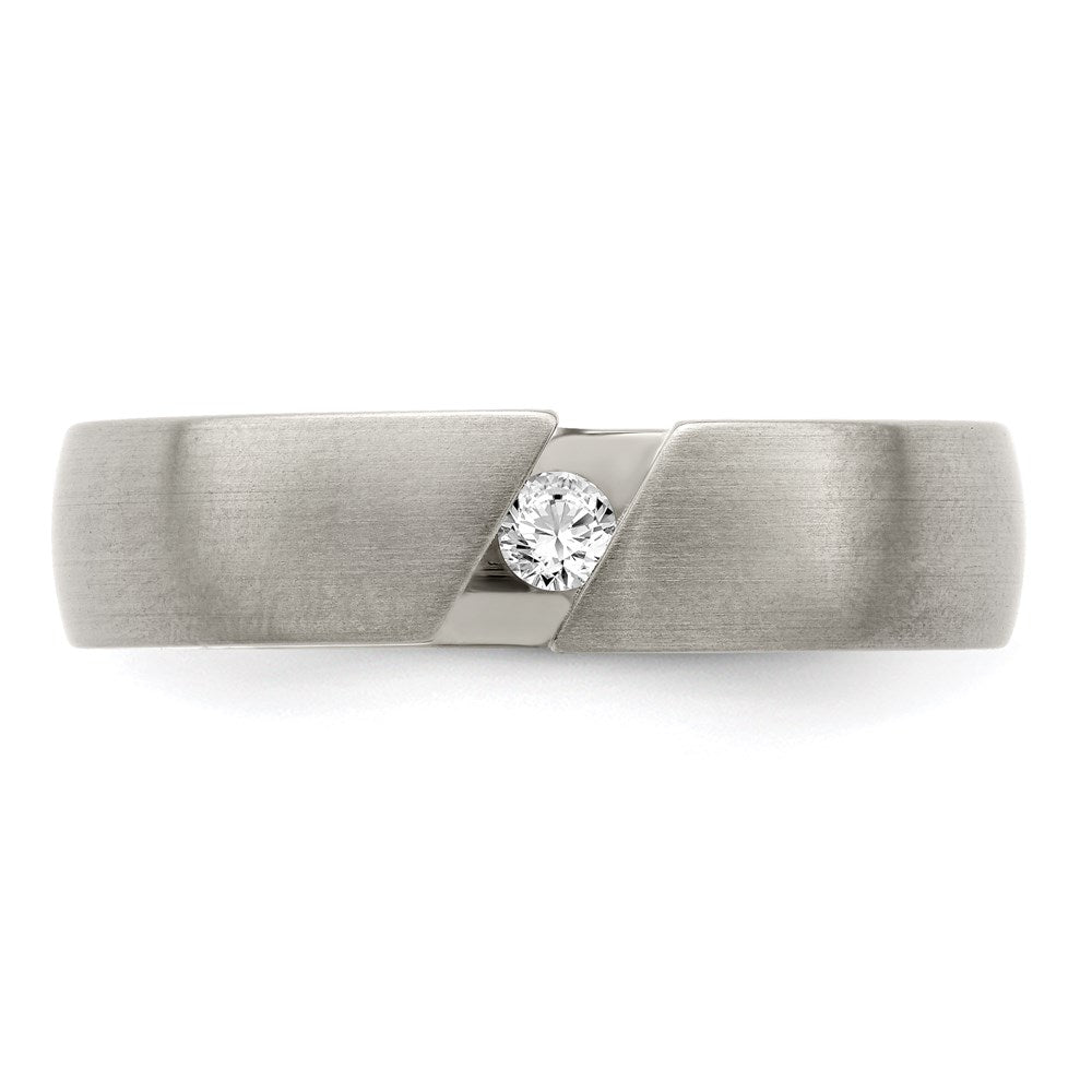 Edward Mirell Titanium Brushed .10ct Diamond 6mm Band