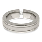 Edward Mirell Titanium Tension-set 1/10 carat Diamond Brushed/Polished Grooved 6mm Flat Band